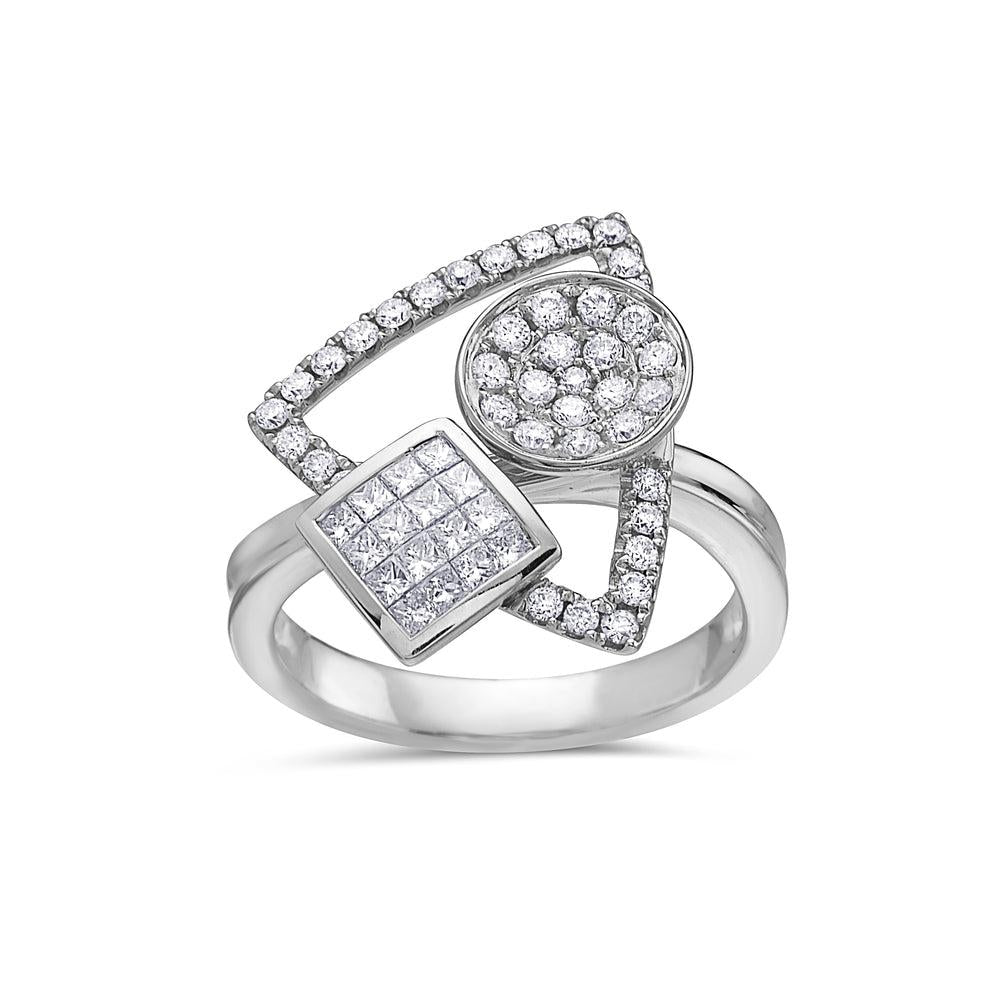 Ladies 18k White Gold Diamond 1.16 CT Right Hand Ring