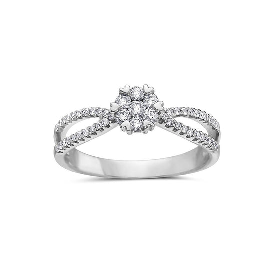 Ladies 14k White Gold Gold Diamond 0.42 CT Right Hand Ring
