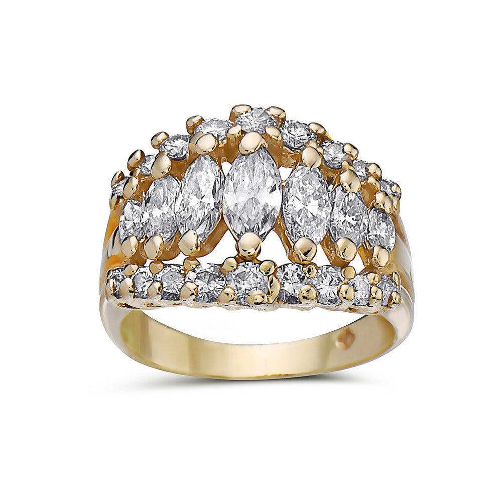 Ladies 14k Yellow Gold Diamond 2 CT Right Hand Ring