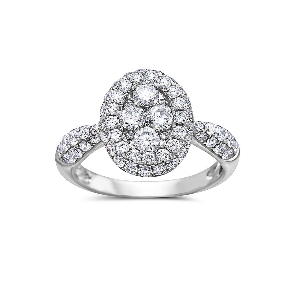 Ladies 18k White Gold Diamond 1.50 CT Right Hand Ring