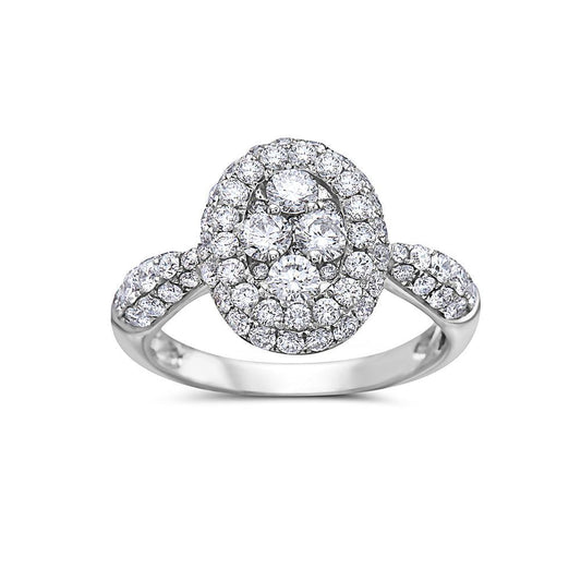 Ladies 18k White Gold Diamond 1.50 CT Right Hand Ring