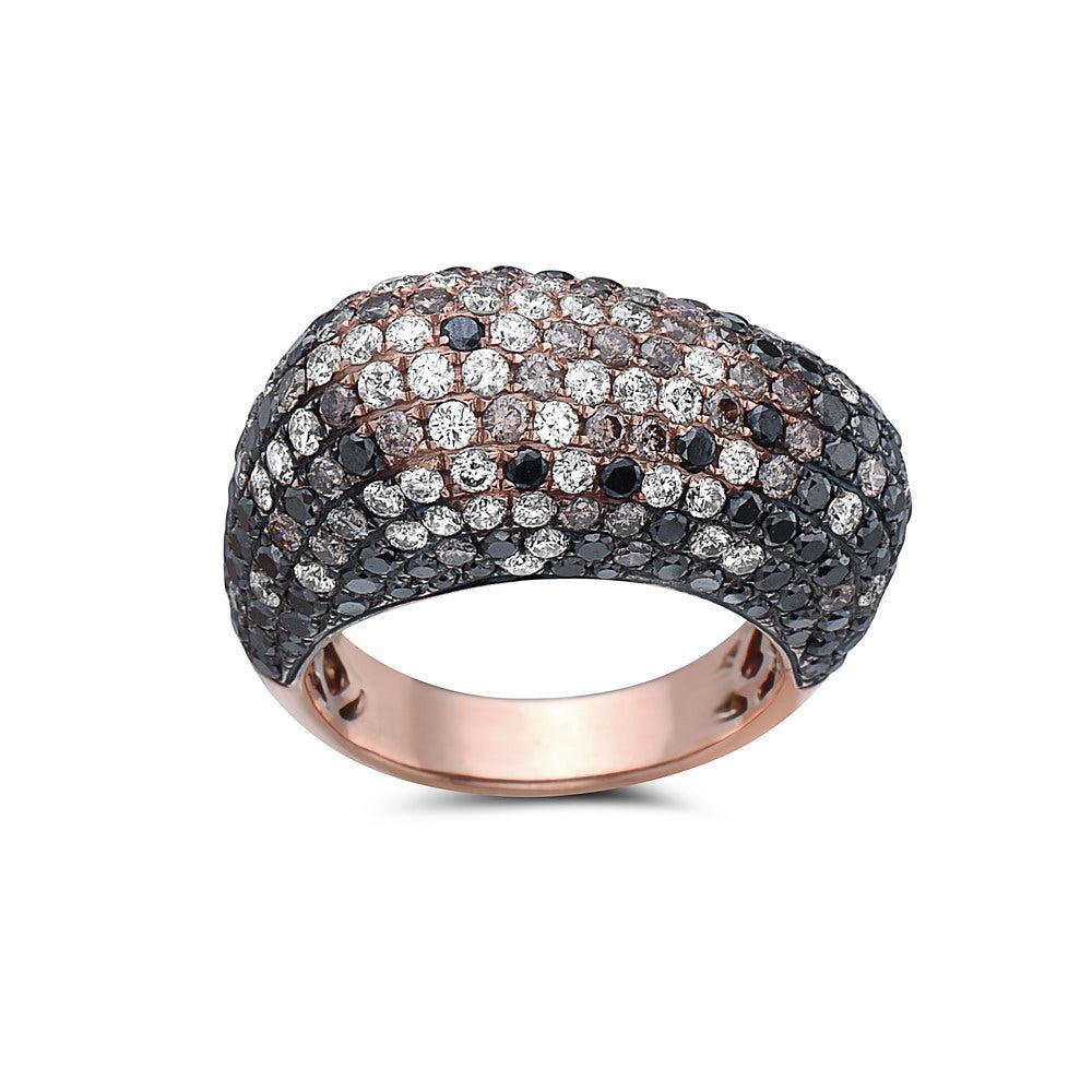 18K GOLD BLACK AND WHITE DIAMOND RIGHT HAND RING 5.21 CT