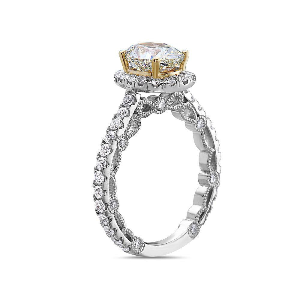 Ladies 18k White Gold Halo With 2.99 CT Engagement Ring