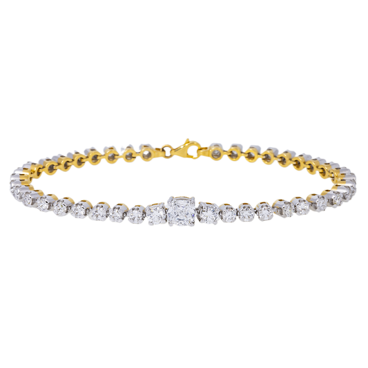 14K GOLD LAB DIAMOND TENNIS BRACELET 4.78 CT