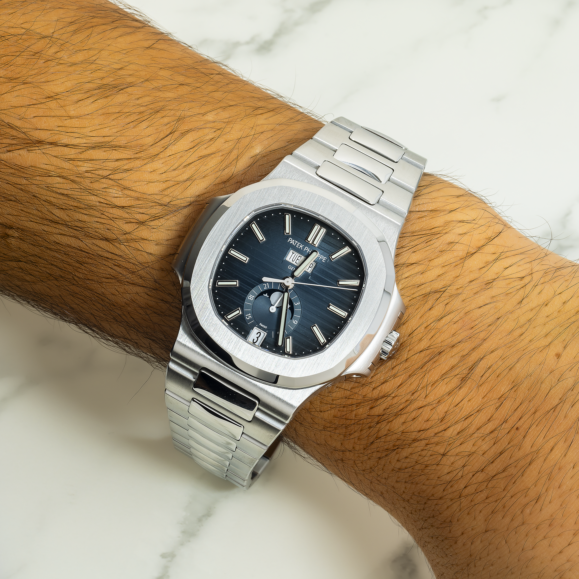Patek Philippe Nautilus Annual Calendar Moon Phases 5726 40.5MM Blue Dial With Stainless Steel Bracelet