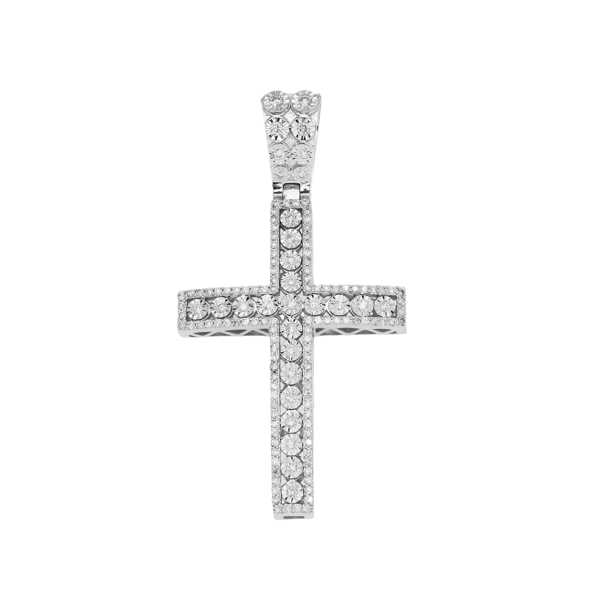 10K GOLD ROUND DIAMOND CROSS PENDANT 0.74 CT