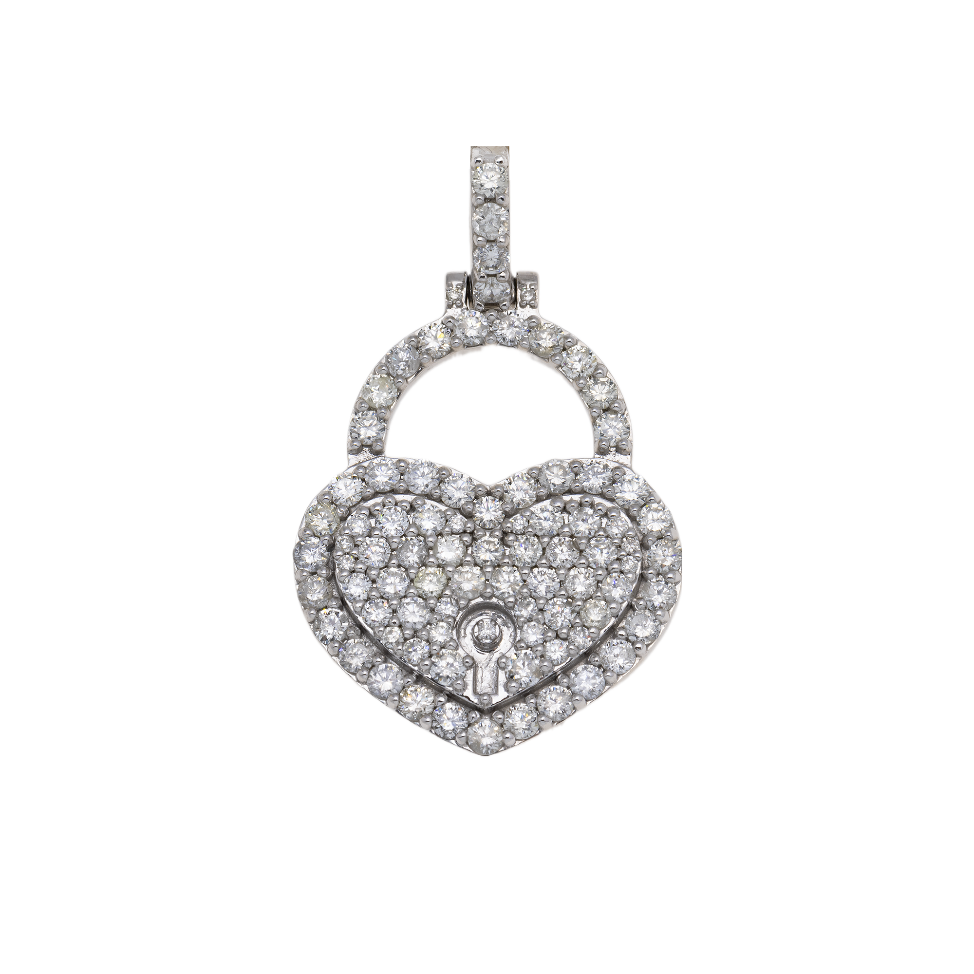 10K GOLD DIAMOND HEART LOCKET PENDANT 1.96 CT