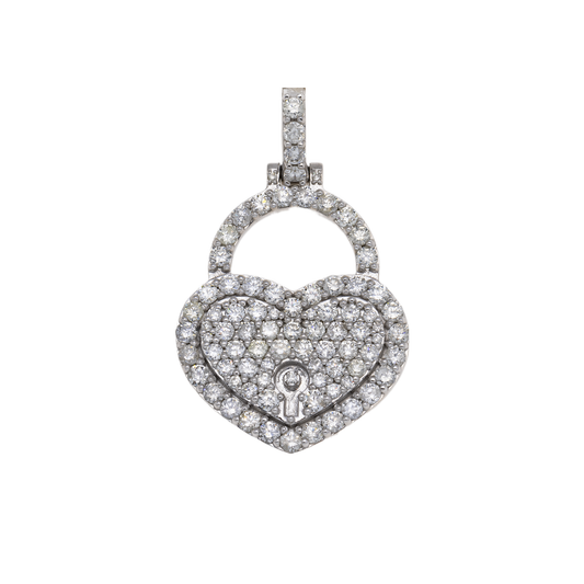 10K GOLD DIAMOND HEART LOCKET PENDANT 1.96 CT