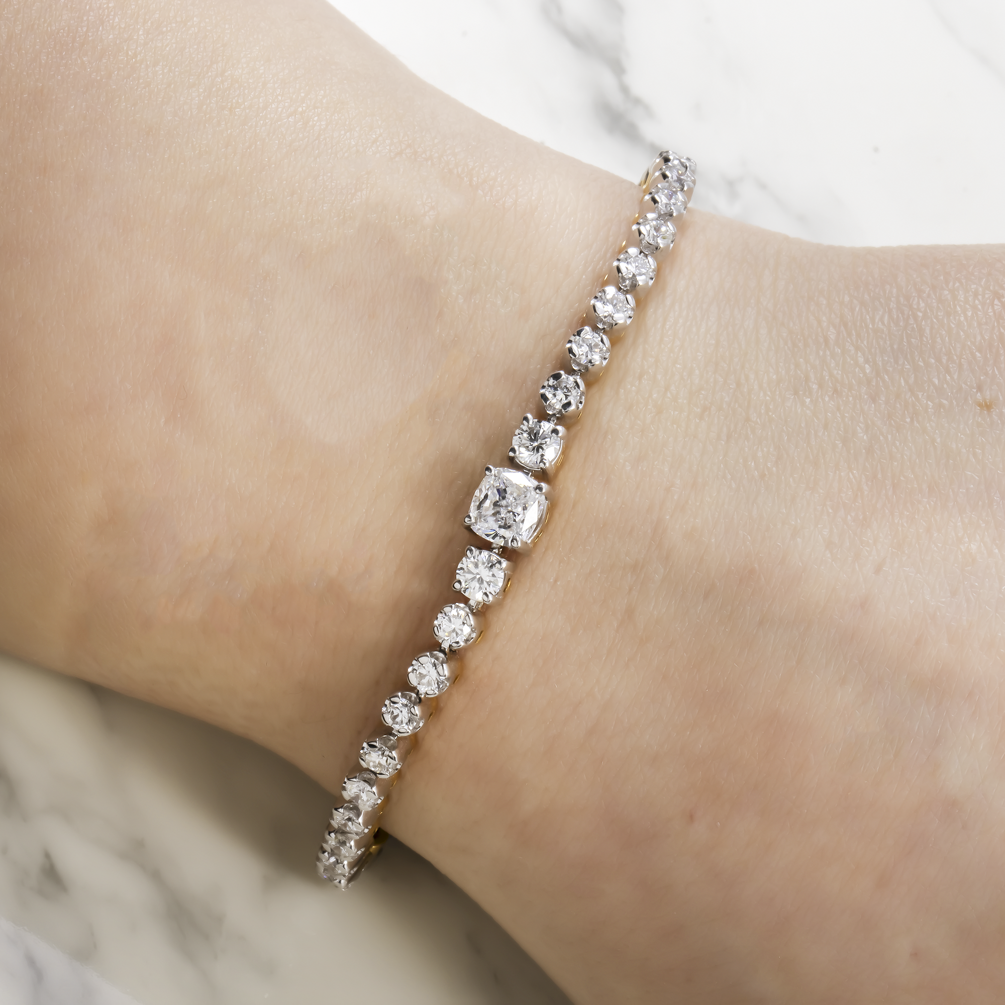 14K GOLD LAB DIAMOND TENNIS BRACELET 4.78 CT