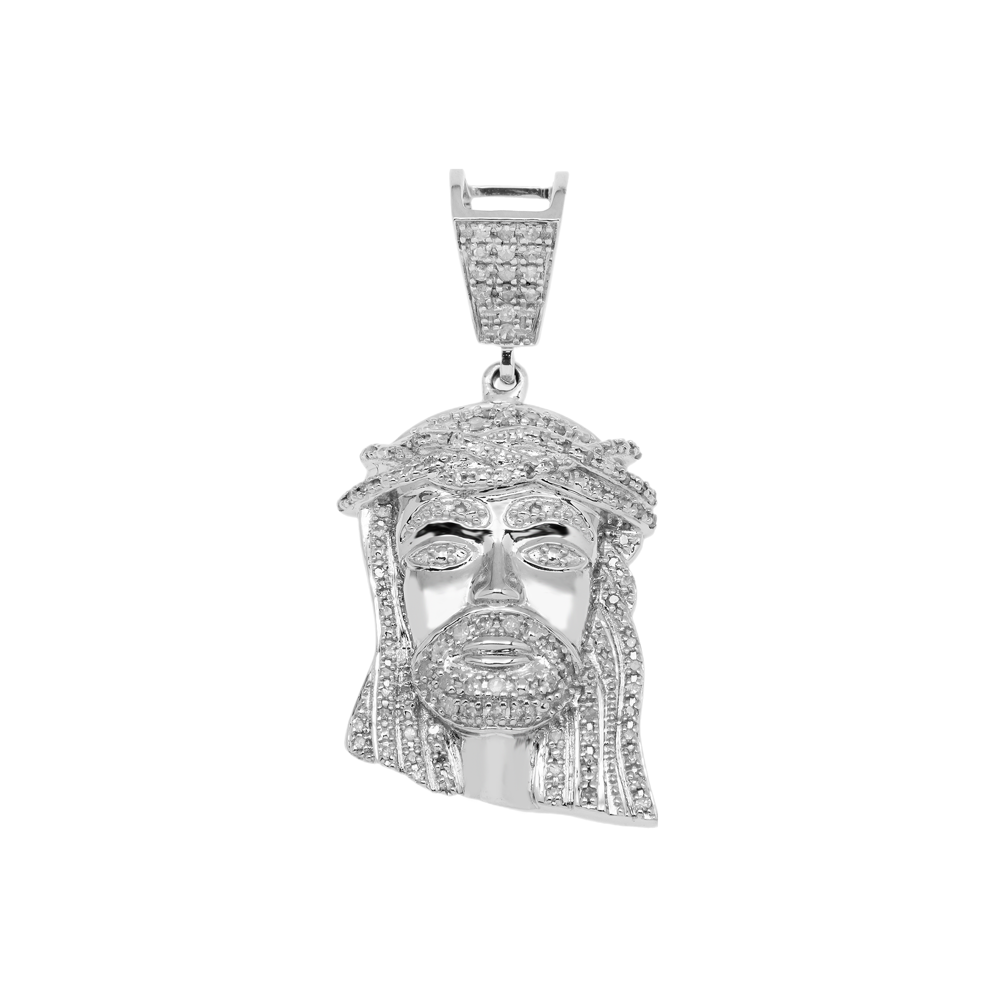 10K GOLD ROUND DIAMOND JESUS HEAD PENDANT 0.31 CT