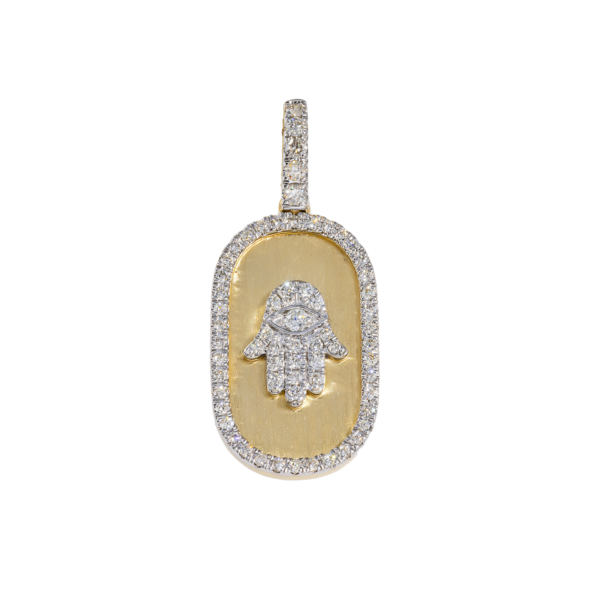 14K GOLD ROUND DIAMOND CLUSTER HAMSA PENDANT 0.40 CT