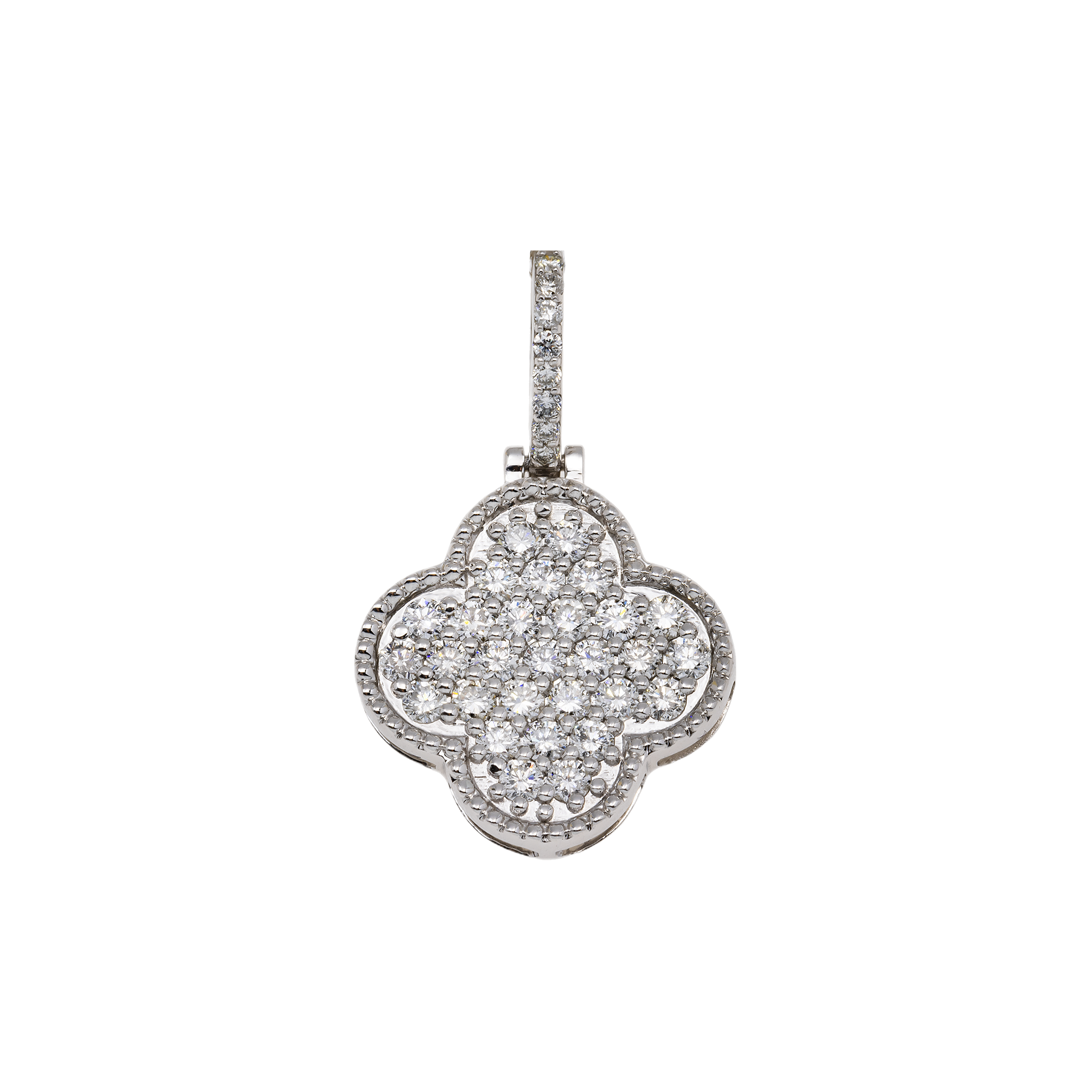 10K GOLD ROUND DIAMOND CLOVER PENDANT 0.75 CT