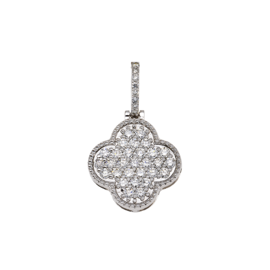 10K GOLD ROUND DIAMOND CLOVER PENDANT 0.75 CT
