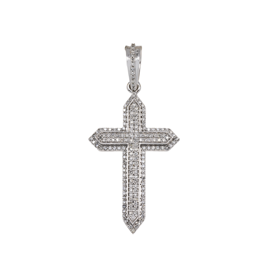 10K GOLD ROUND DIAMOND CROSS PENDANT 0.35 CT