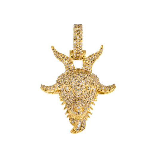 14K GOLD DIAMOND GOAT HEAD PENDANT 1.11 CT