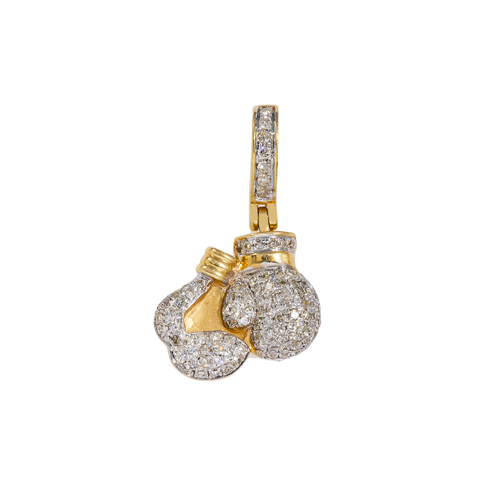 14K GOLD DIAMOND BOXING GLOVES PENDANT 0.35 CT
