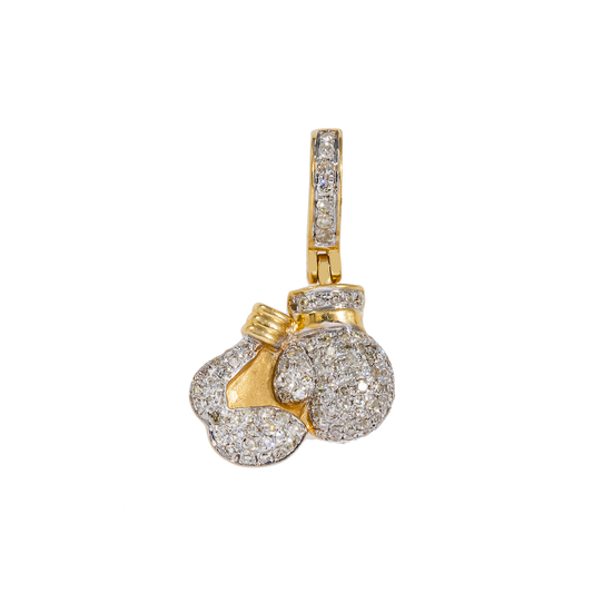 14K GOLD DIAMOND BOXING GLOVES PENDANT 0.35 CT