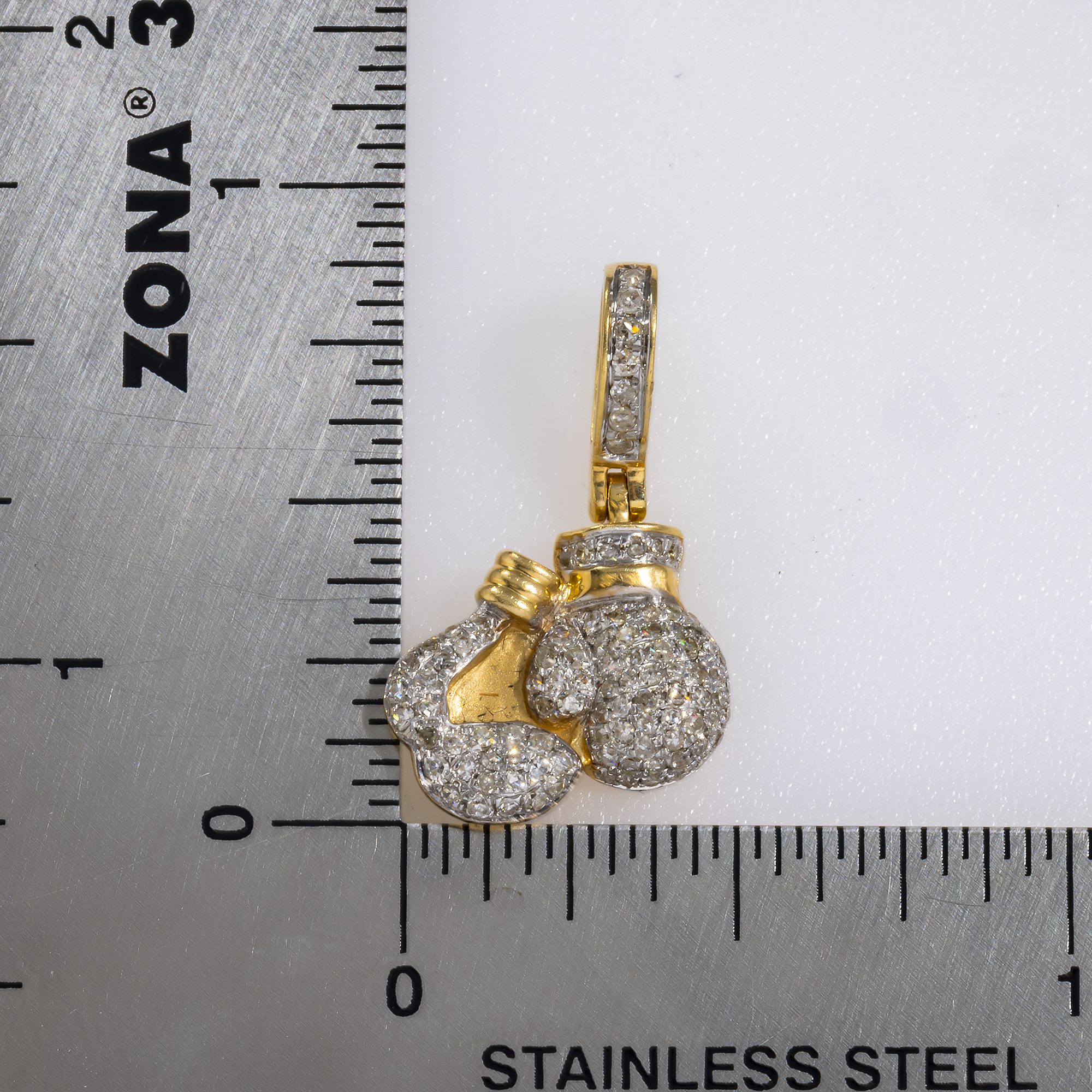 14K GOLD DIAMOND BOXING GLOVES PENDANT 0.35 CT