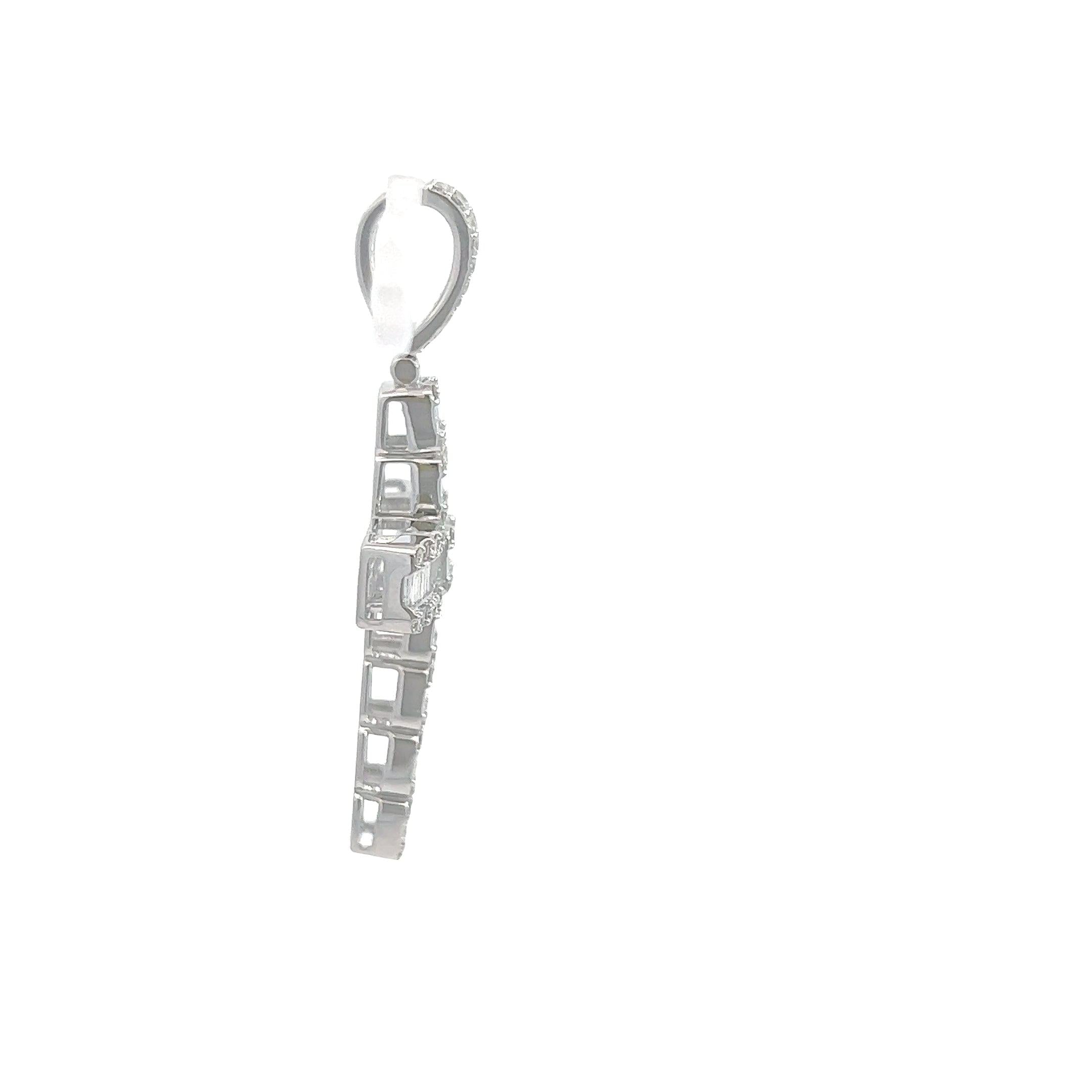 10K GOLD BAGUETTE AND ROUND DIAMOND CROSS PENDANT 2.84 CT