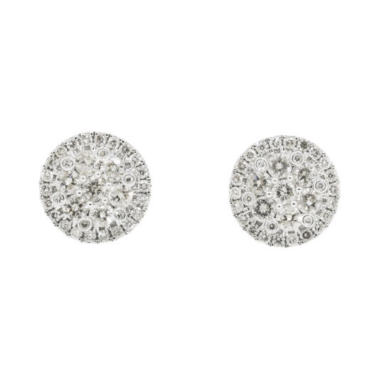 14K GOLD DIAMOND ROUND CLUSTER EARRINGS 2.51 CT