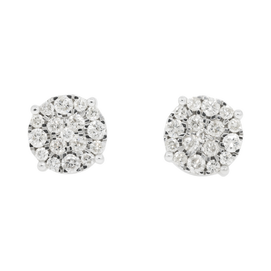 14K GOLD DIAMOND ROUND CLUSTER EARRINGS 3.28 CT