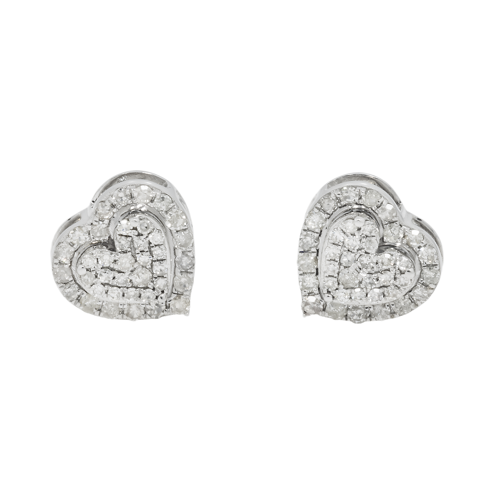 14K GOLD DIAMOND HEART EARRINGS 0.75 CTW