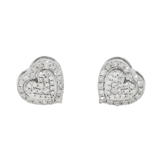 14K GOLD DIAMOND HEART EARRINGS 0.75 CTW