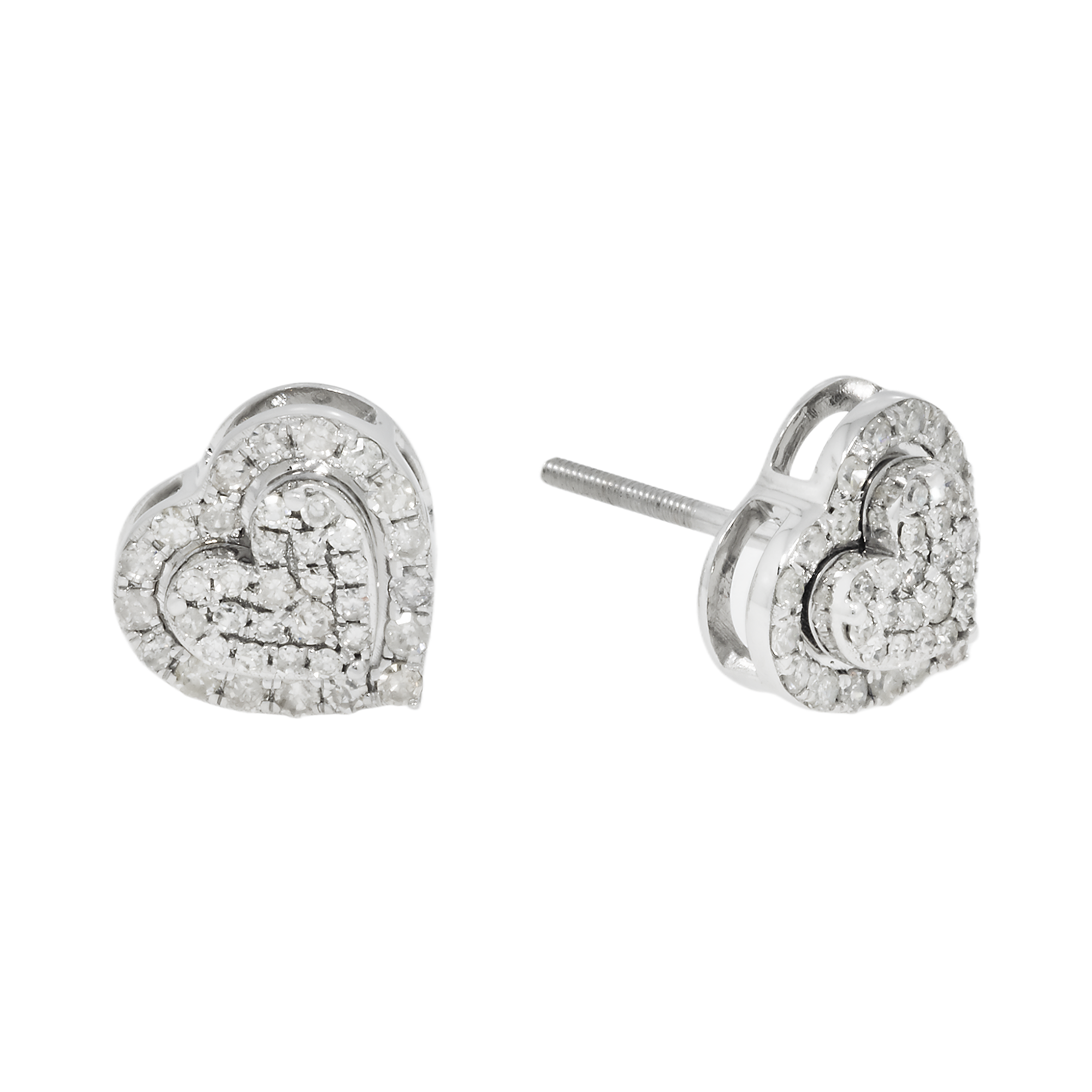 14K GOLD DIAMOND HEART EARRINGS 0.75 CTW