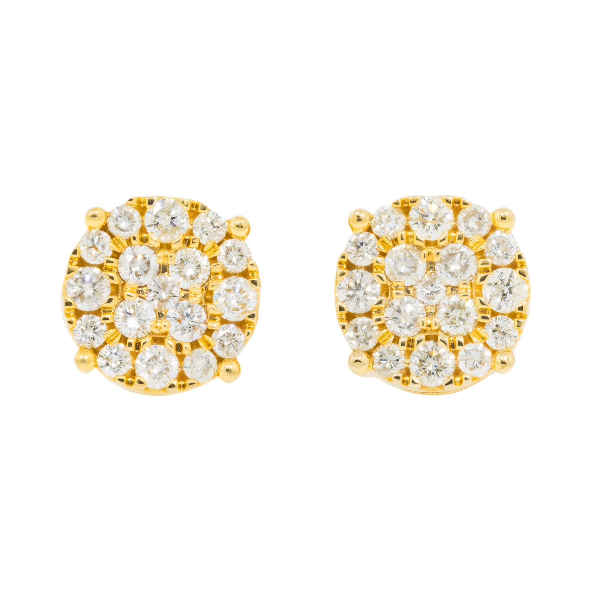 14K GOLD DIAMOND ROUND CLUSTER EARRINGS 3.28 CT