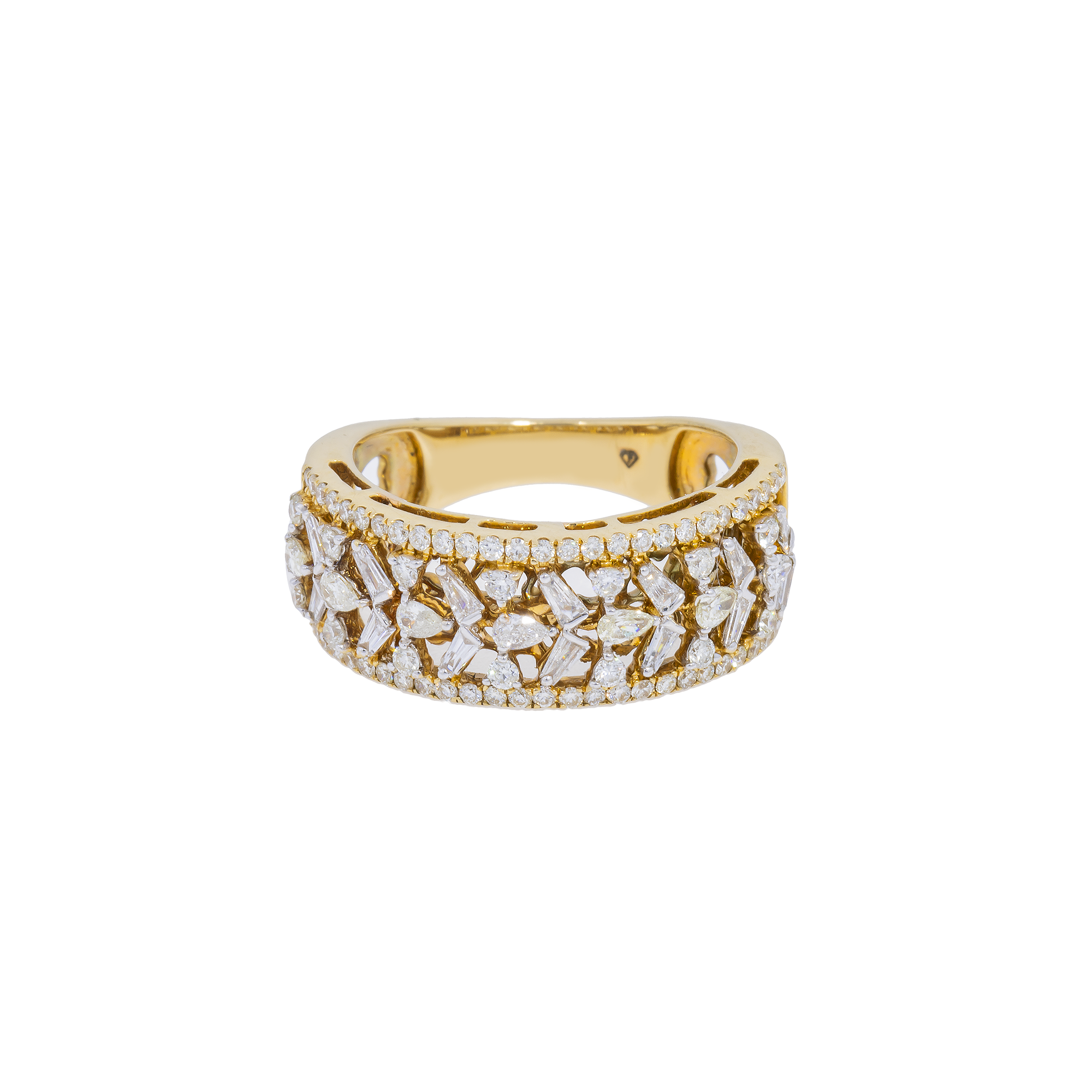 14K GOLD MULTI SHAPE DIAMOND STATEMENT RING 1.20 CT
