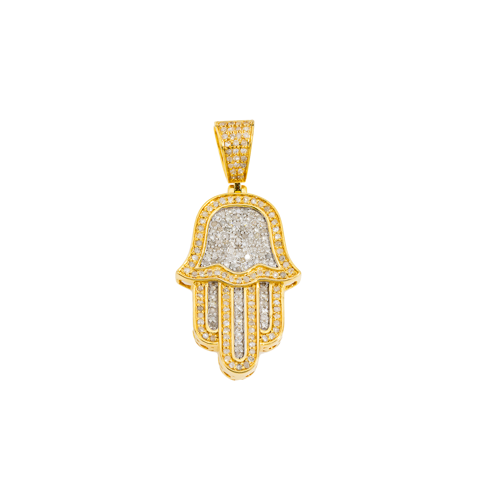 14K GOLD ROUND DIAMOND HAMSA PENDANT 0.51 CT
