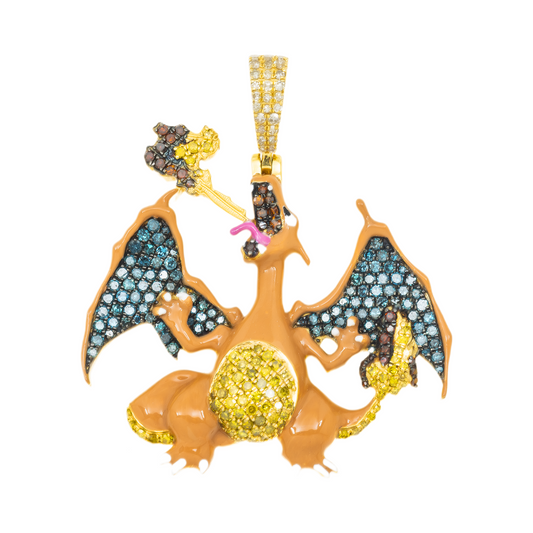 10K GOLD DIAMOND CHARIZARD PENDANT 1.41 CT