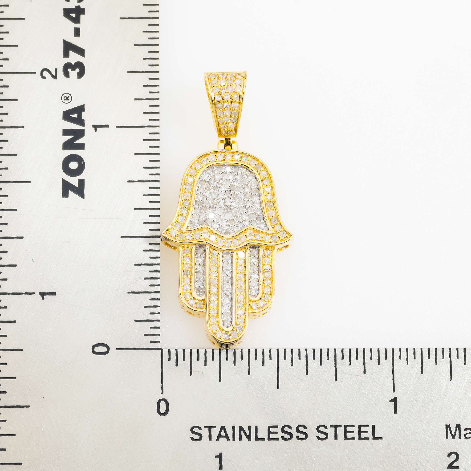 14K GOLD ROUND DIAMOND HAMSA PENDANT 0.51 CT