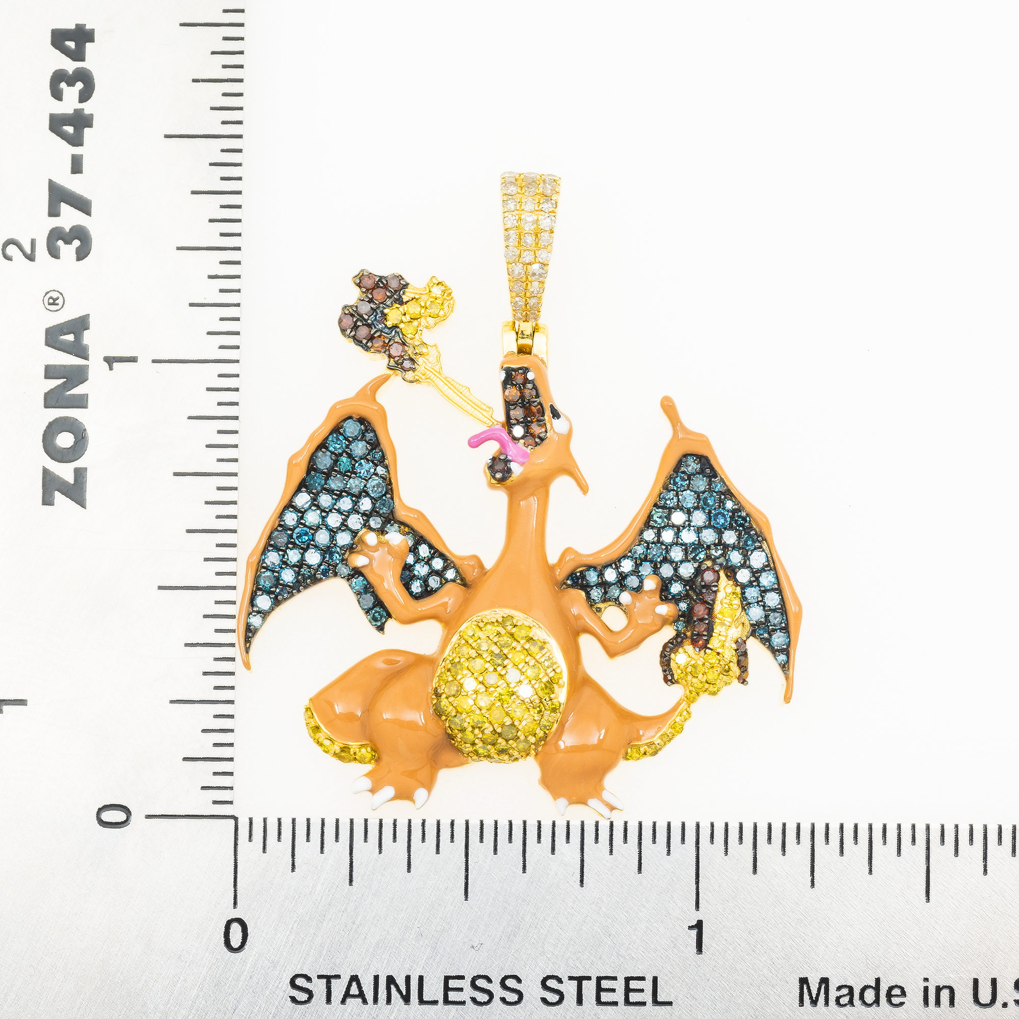 10K GOLD DIAMOND CHARIZARD PENDANT 1.41 CT