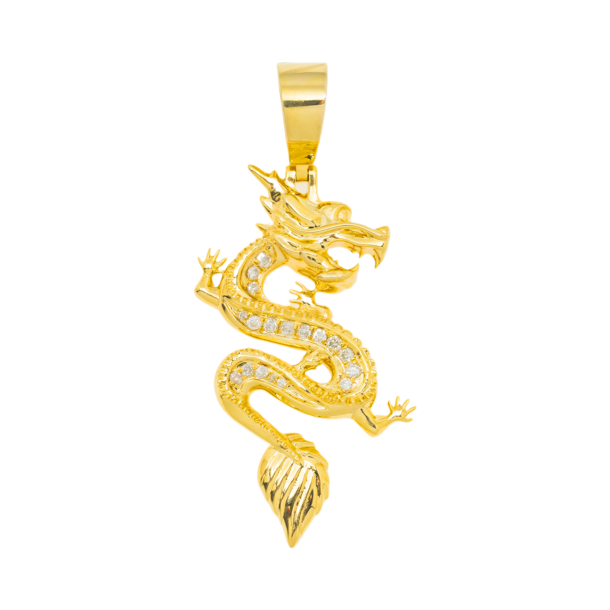 10K GOLD DIAMOND CHINESE DRAGON PENDANT 0.17 CT