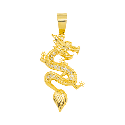 10K GOLD DIAMOND CHINESE DRAGON PENDANT 0.17 CT