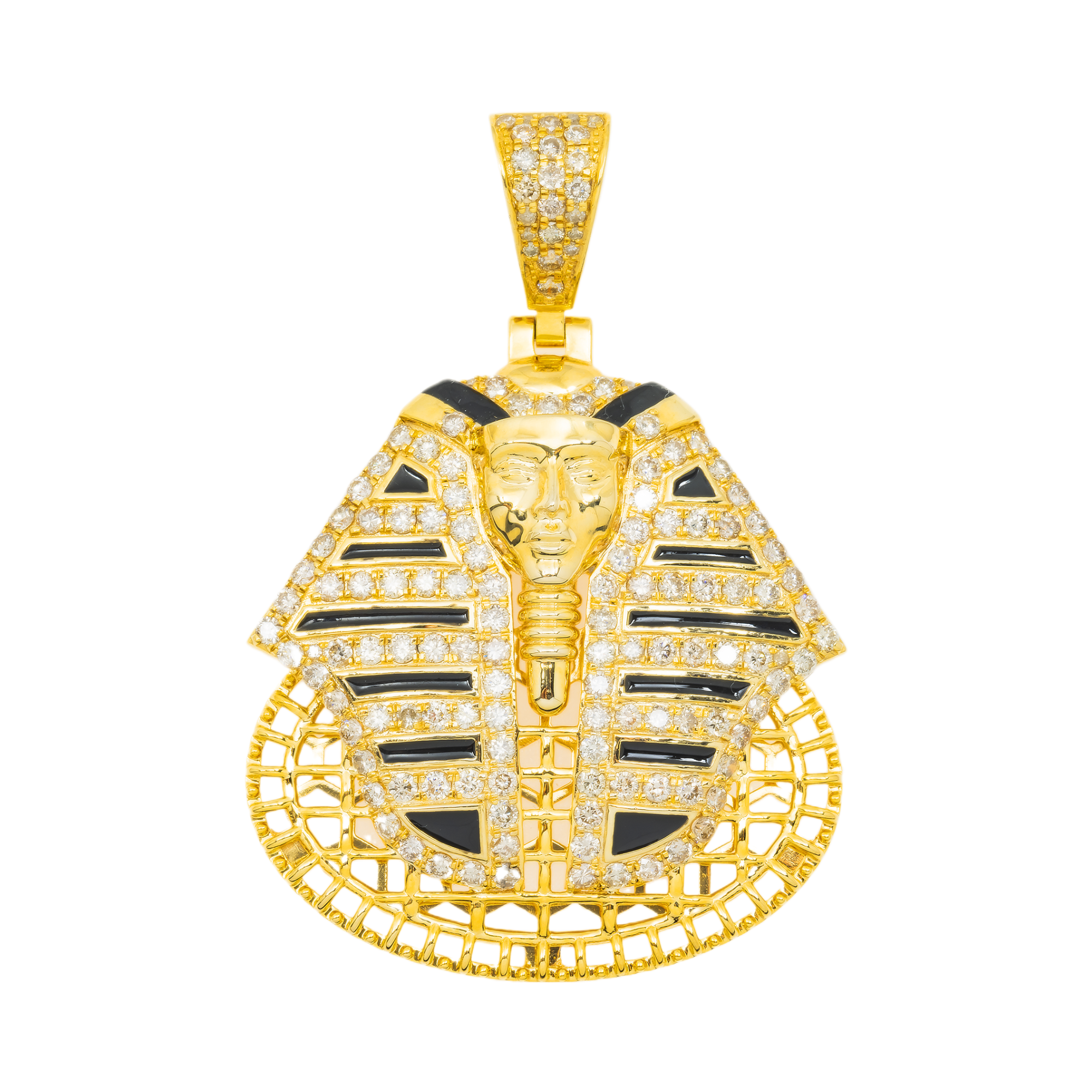 10K GOLD DIAMOND EGYPTIAN FIGURE PHARAOH PENDANT 2.87 CT