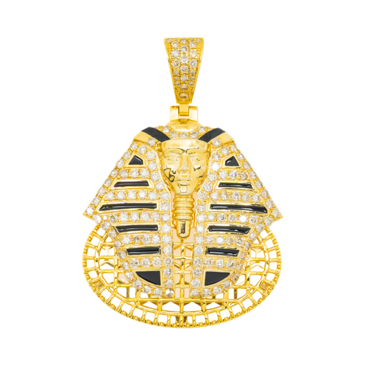 10K GOLD DIAMOND EGYPTIAN FIGURE PHARAOH PENDANT 2.87 CT