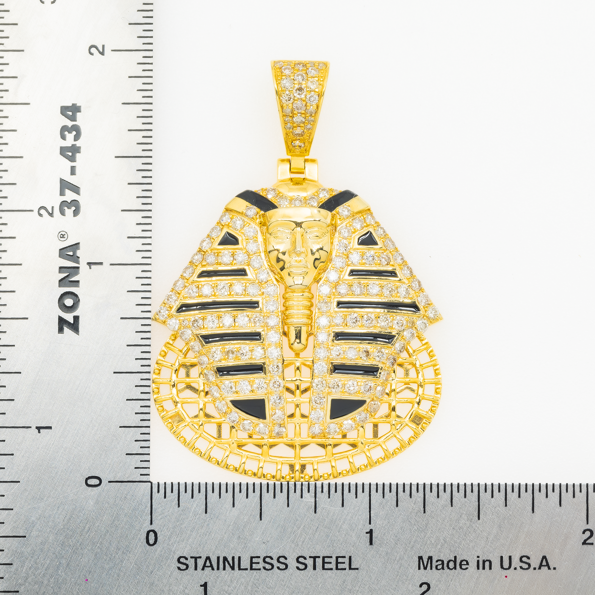 10K GOLD DIAMOND EGYPTIAN FIGURE PHARAOH PENDANT 2.87 CT