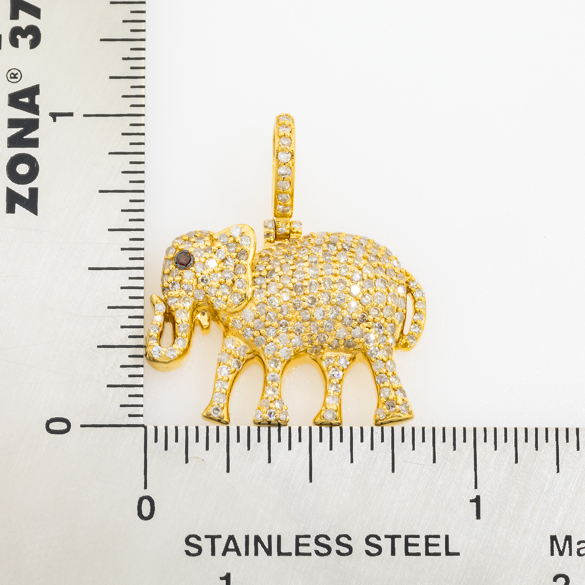 14K GOLD DIAMOND ELEPHANT PENDANT 1.28 CT