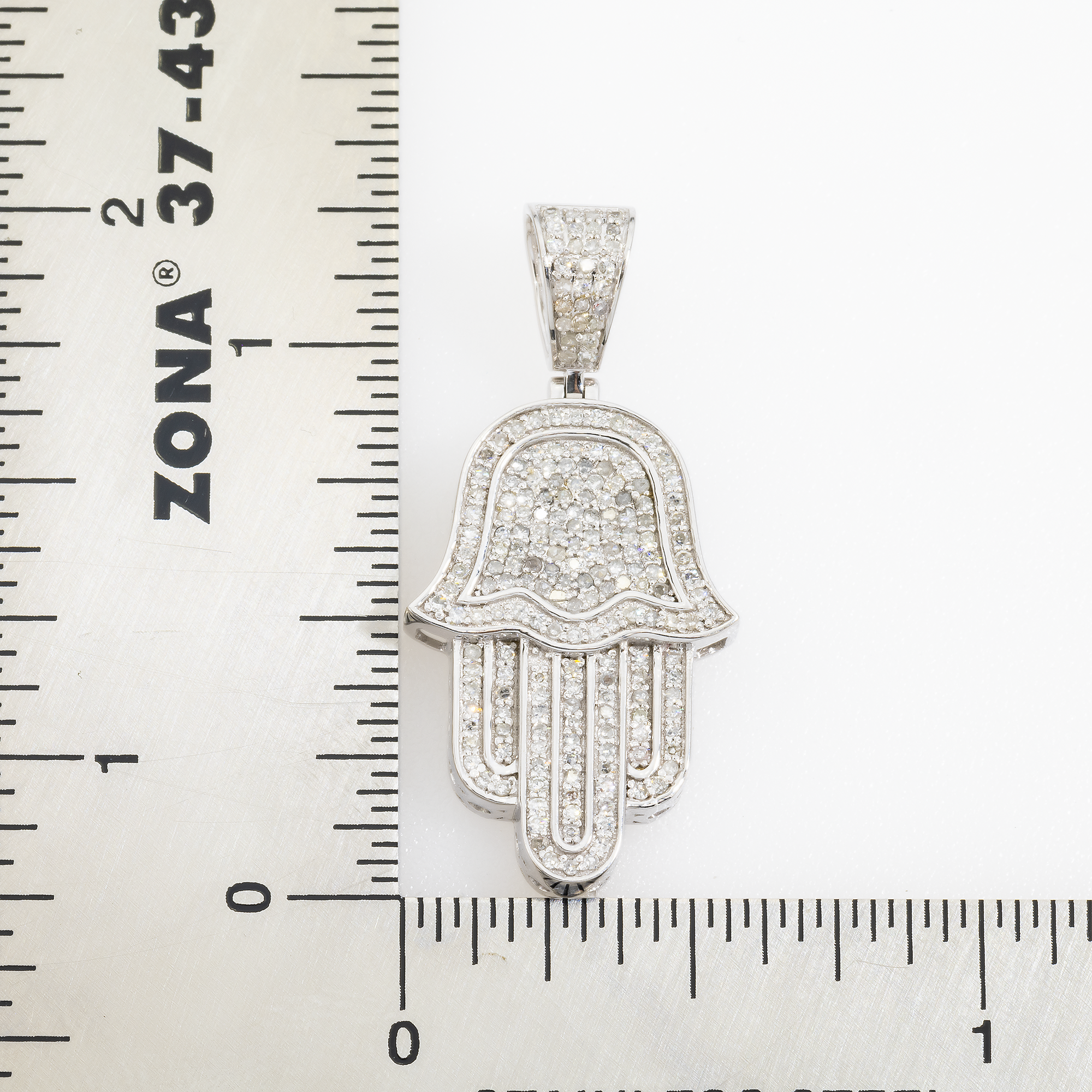 14K GOLD ROUND DIAMOND HAMSA PENDANT 0.51 CT