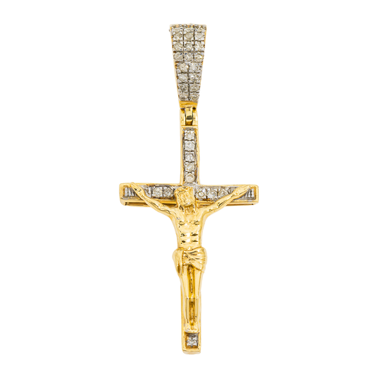 14K GOLD DIAMOND CRUCIFIX PENDANT 0.30 CT