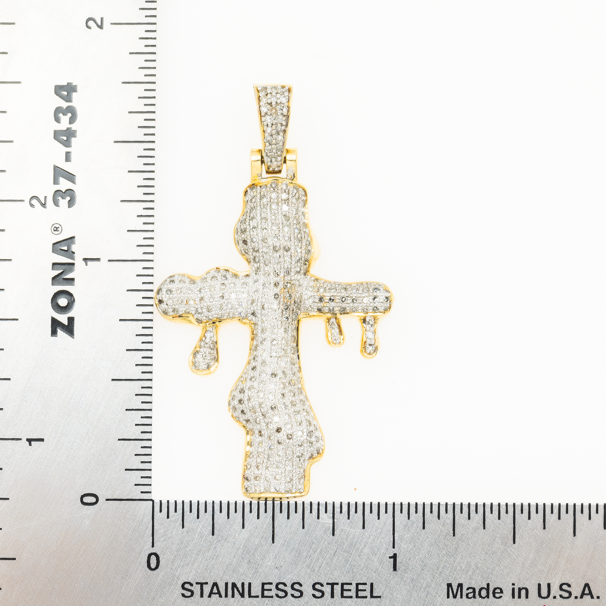 10K GOLD DIAMOND DRIPPING CROSS PENDANT 1.00 CT