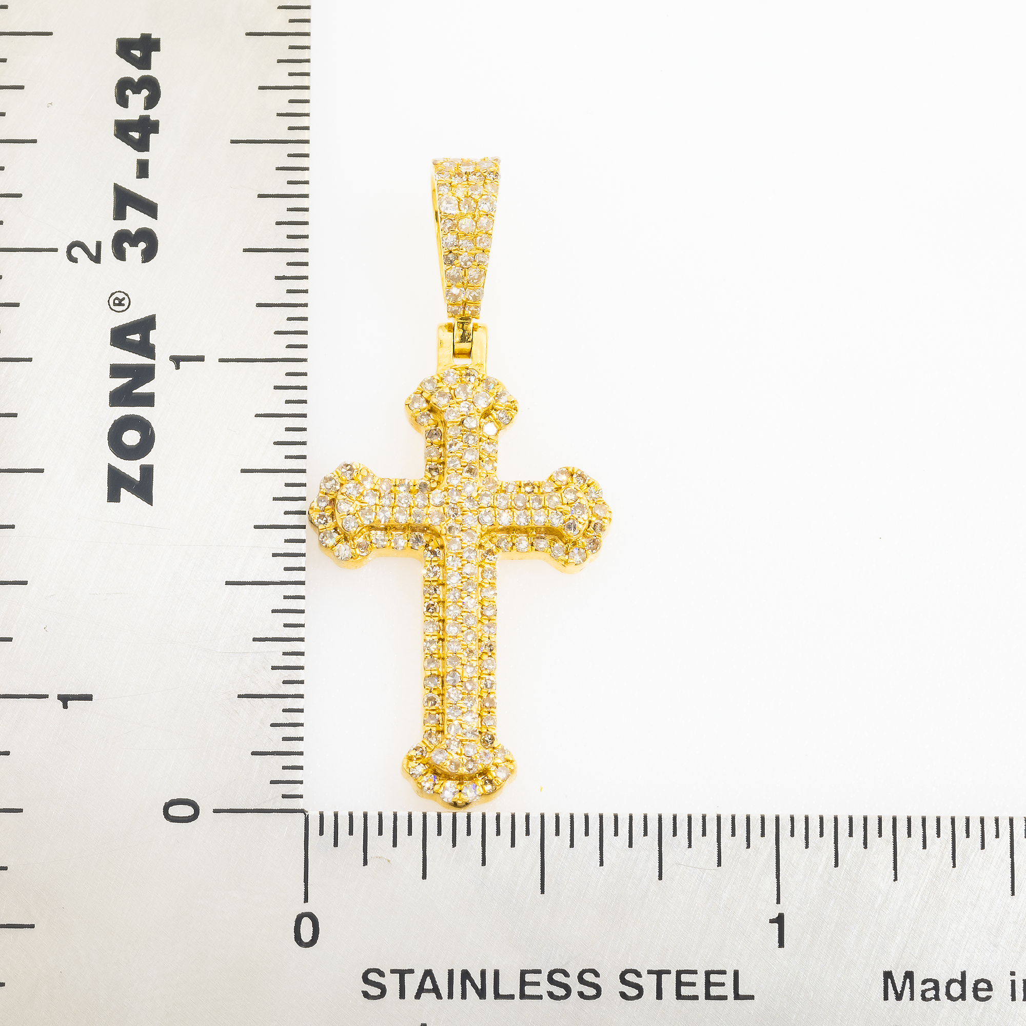 14K GOLD ROUND DIAMOND CROSS PENDANT 0.86 CT