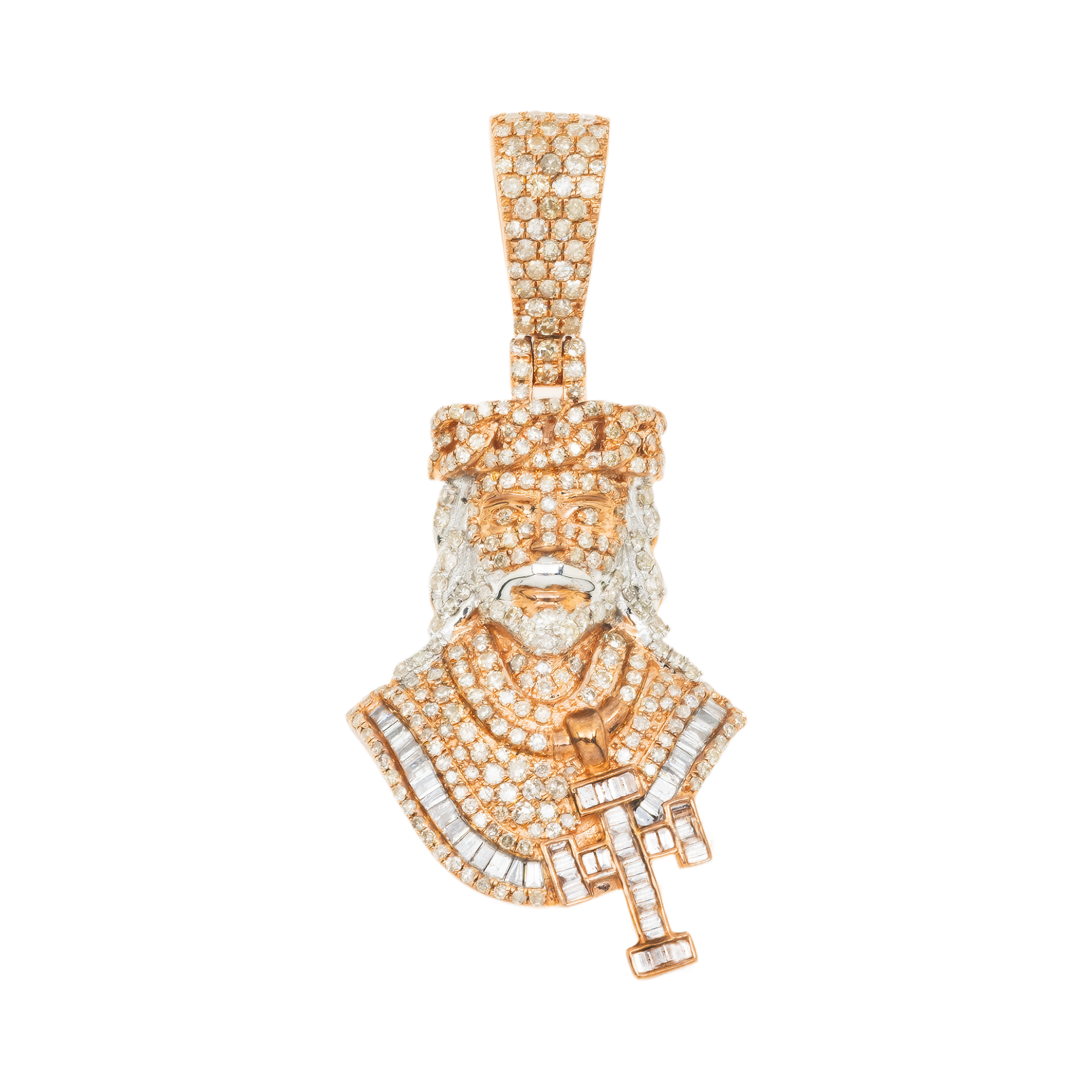 10K GOLD DIAMOND JESUS HEAD PENDANT 1.37 CT