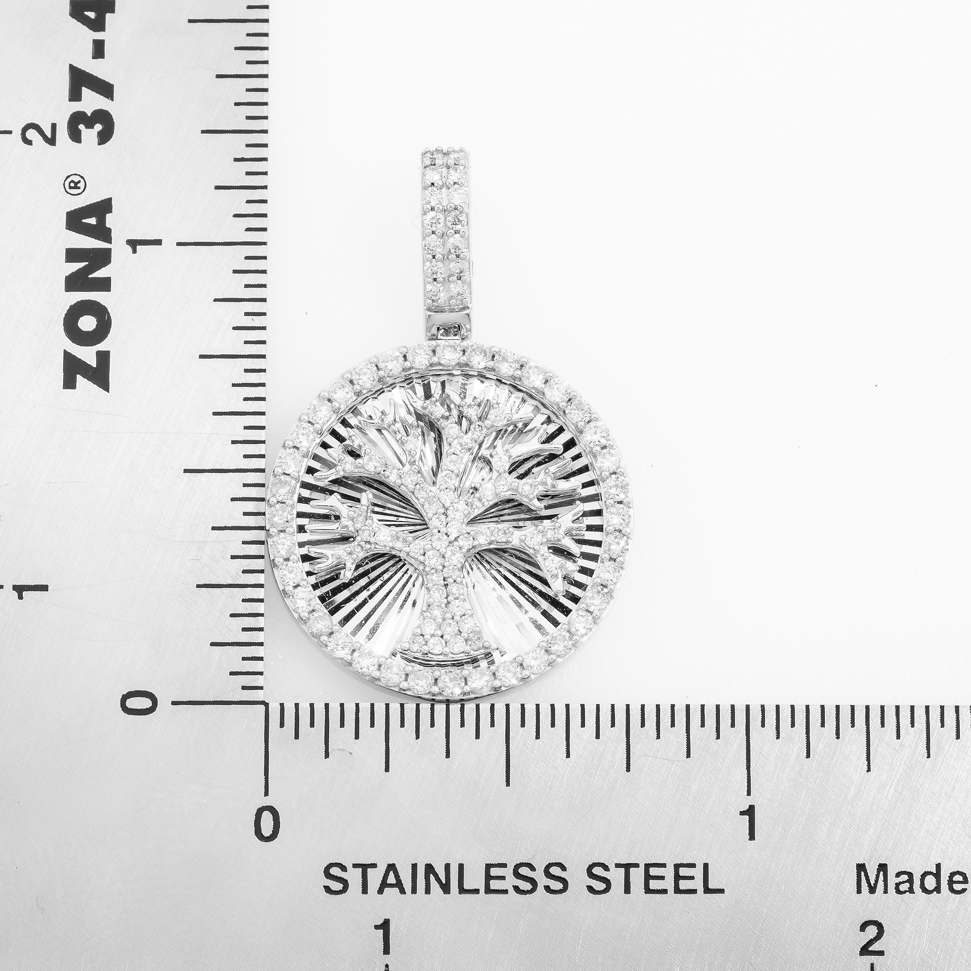 14K GOLD DIAMOND TREE OF LIFE COIN PENDANT 0.85 CT