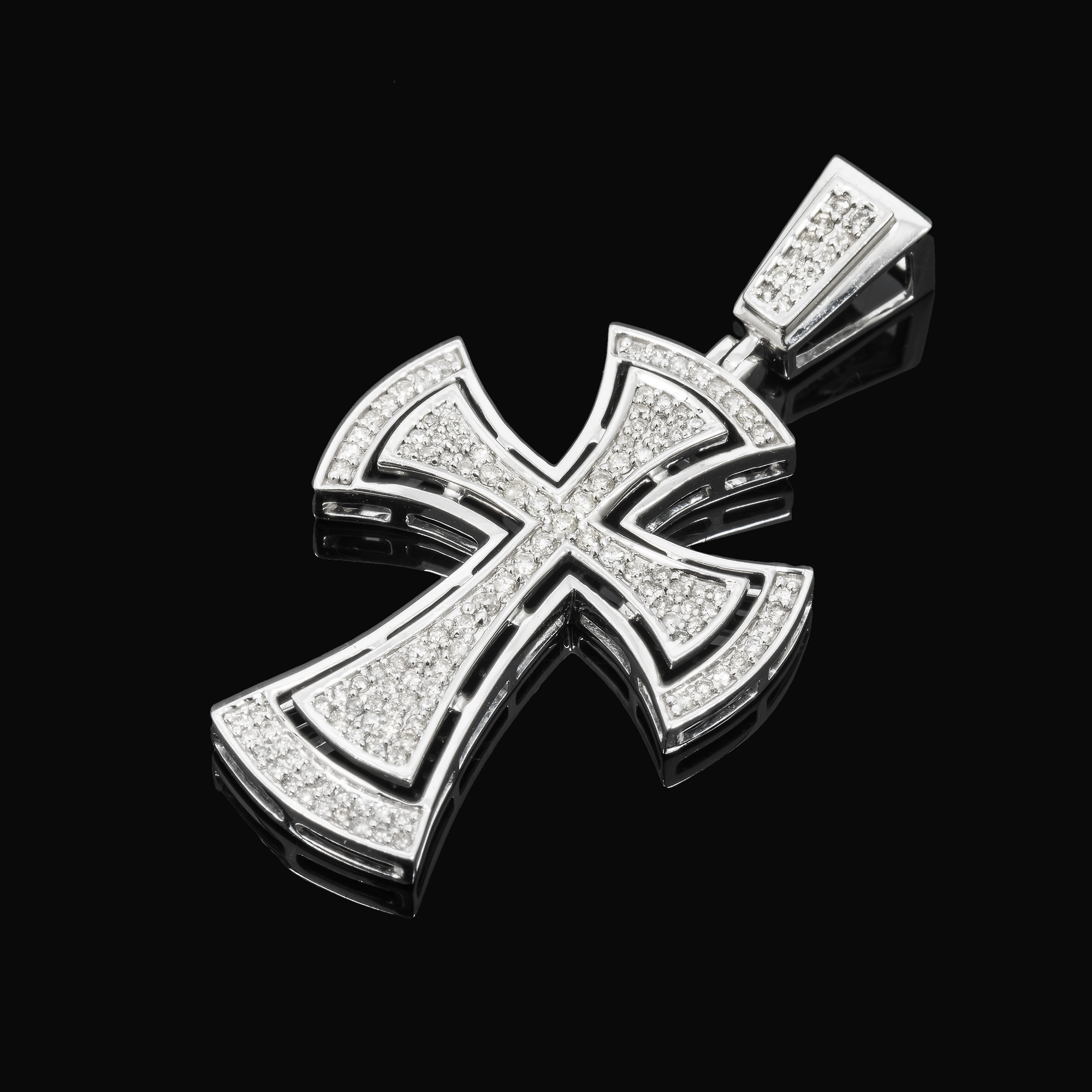 10K GOLD DIAMOND CROSS PENDANT 0.61 CT