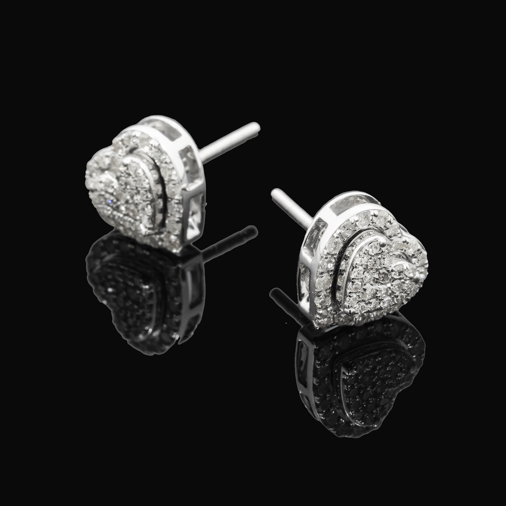 14K GOLD DIAMOND HEART EARRINGS 0.75 CTW