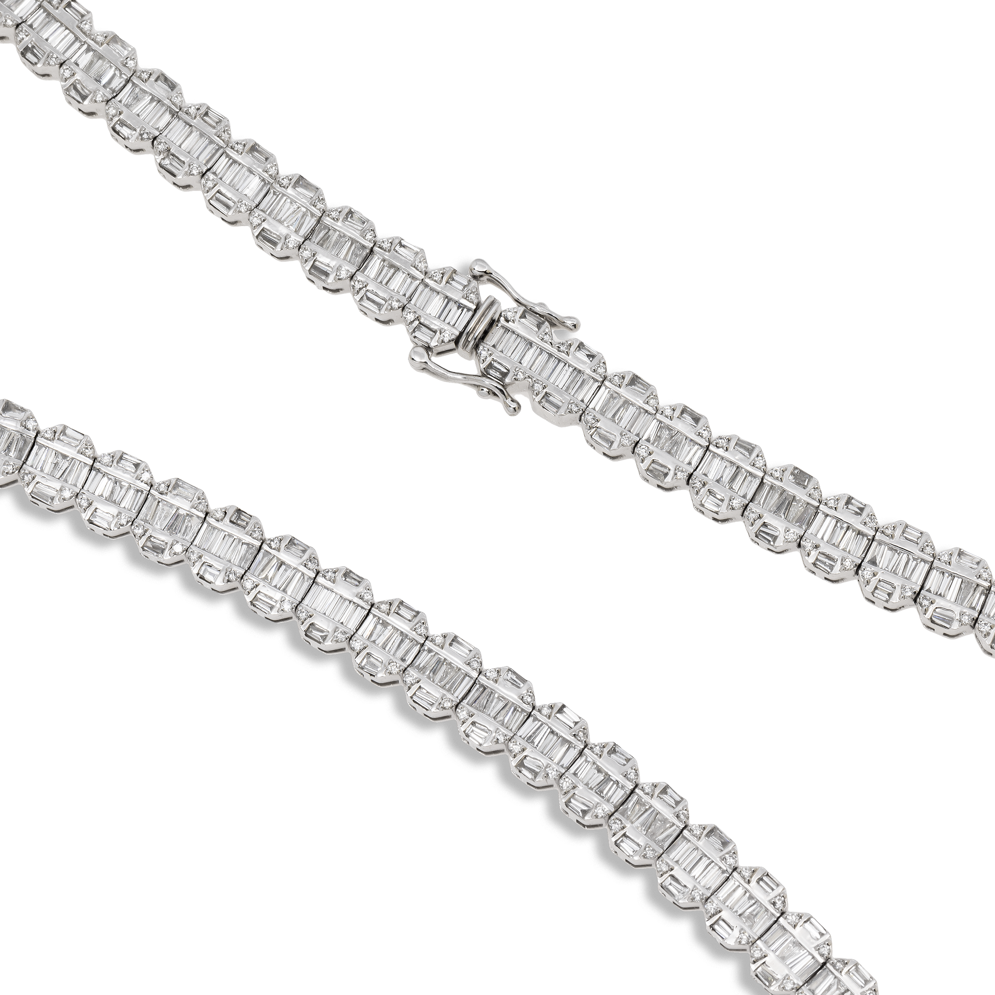 10K GOLD 7.5MM BAGUETTE DIAMOND CHAIN 17.30 CT