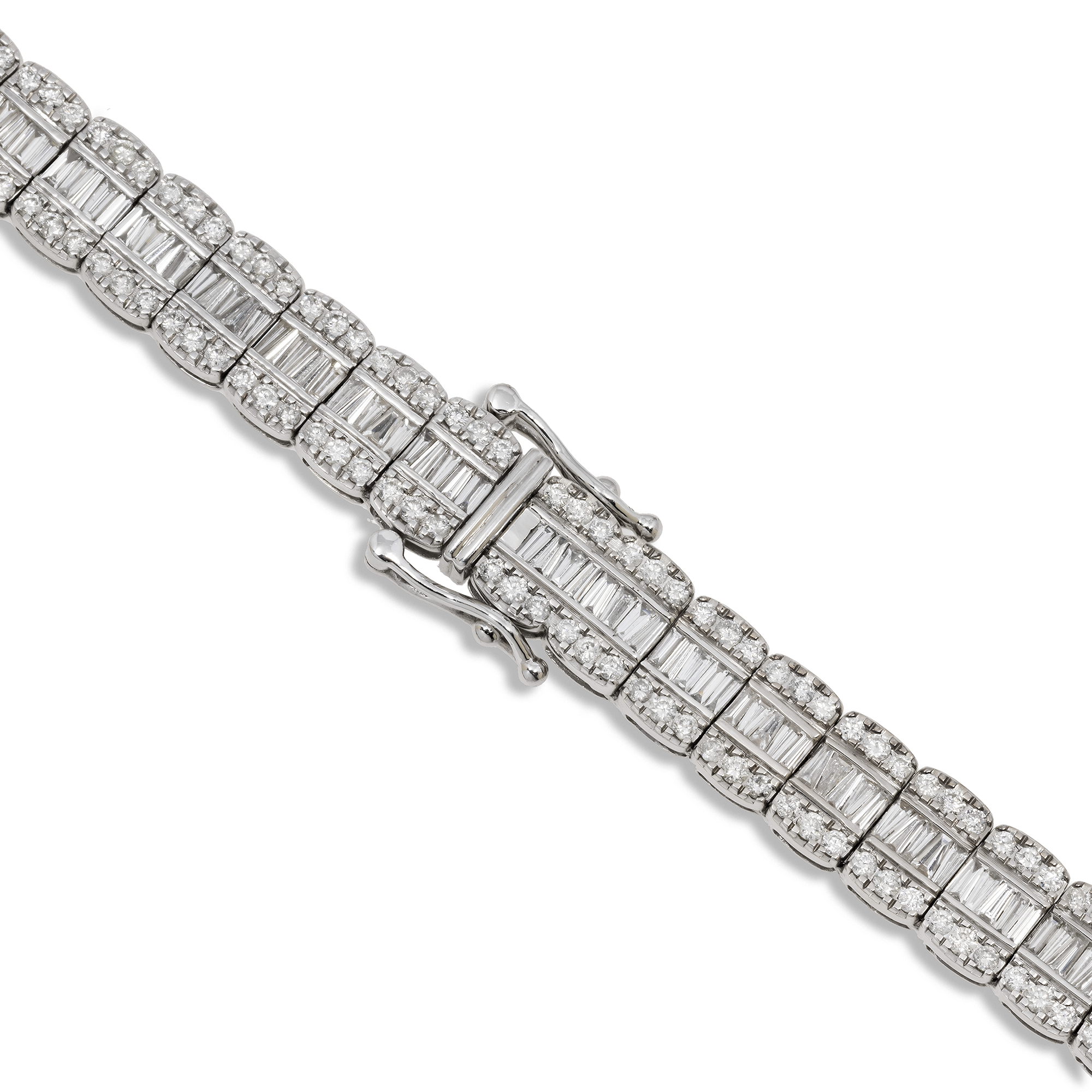 10K GOLD 9MM BAGUETTE AND ROUND DIAMOND CHAIN 20.09 CT